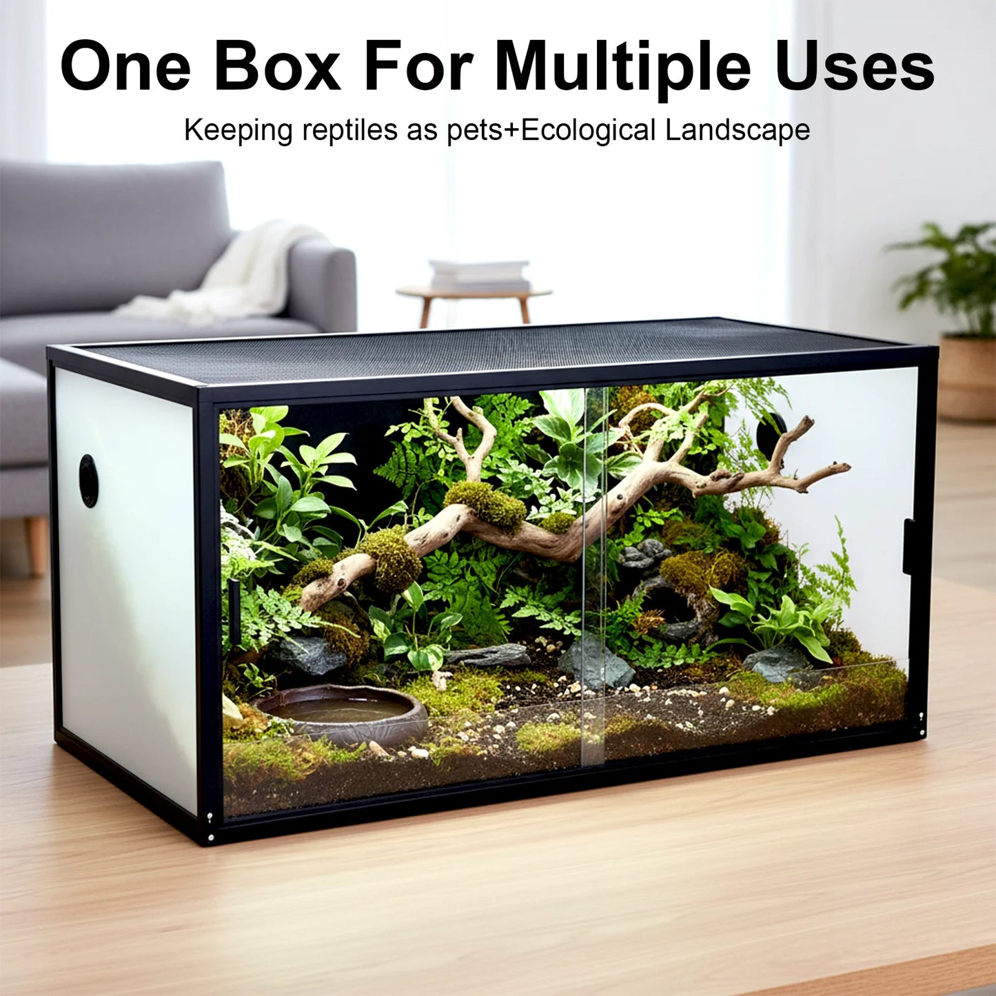 120 Gallon Mesh Top Enclosures with Sliding Door Top Screen Ventilation 48x24x24In Suitable for Ball Python & Gecko Lizard