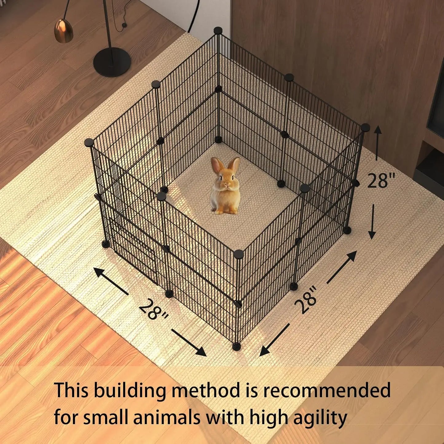 DIY Small Animal Cage with Door, 16 Panel Pet Playpen for Bunny or Hedgehog. Waterproof, Indoor/Outdoor