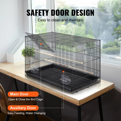 30 inch Pet Bird Cage. Metal, Large Parakeet Cages with Rolling Stand Tray for Cockatiels, Parrot, Budgies, Lovebird & Canaries