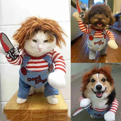 Pet Festival Funny Set. Halloween Cat/Dog Costumes. Novelty, Adjustable Pet Cosplay Clothes For Cats and Medium/Large Dogs