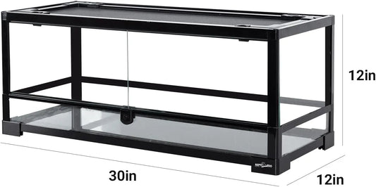 20 Gallon Front Opening Glass Reptile Terrarium, 30x12x12 Inch with Ventilation Lid for Gecko, Lizard & Snake Pets