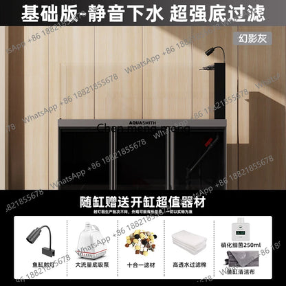 M07 new native stream bottom filter fish tank, landscaping, full set of aquatic plants, ultra-white glass ecological aquarium