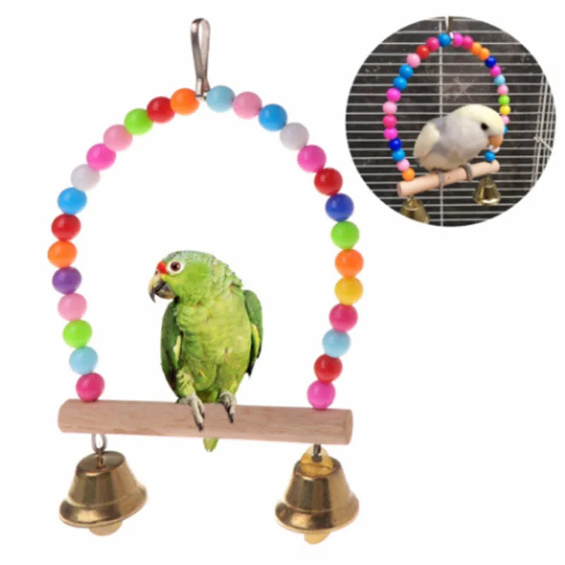 8PC Set. Combination Parrot Bird Toys. Wood Articles Bite Pet Bird Toys. For Parrot Training, Bird Toy Swing, Ball and Bell.