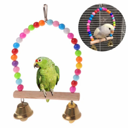 8PC Set. Combination Parrot Bird Toys. Wood Articles Bite Pet Bird Toys. For Parrot Training, Bird Toy Swing, Ball and Bell.