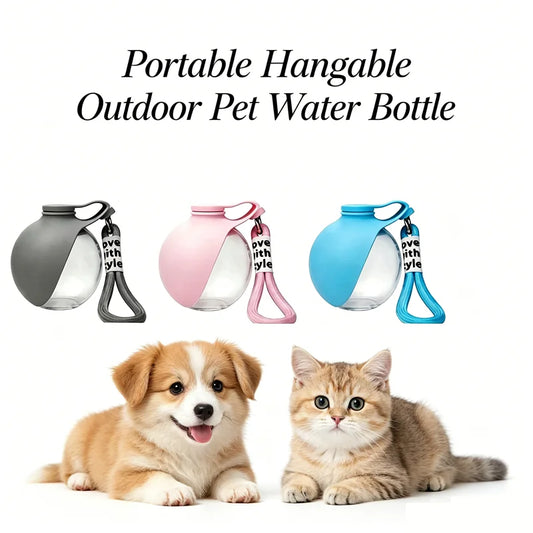 1PC, 545ml Portable & Hangable & Lightweight Pet Water Bottle for On-the-Go Outdoor Use. Food-grade Silicone Bottle.