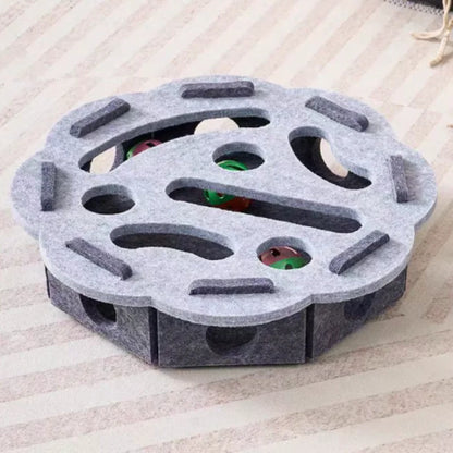Pet Cat Puzzle Maze Holes. Felt Box With Bell Ball. Kitten Playing Toys Interactive.