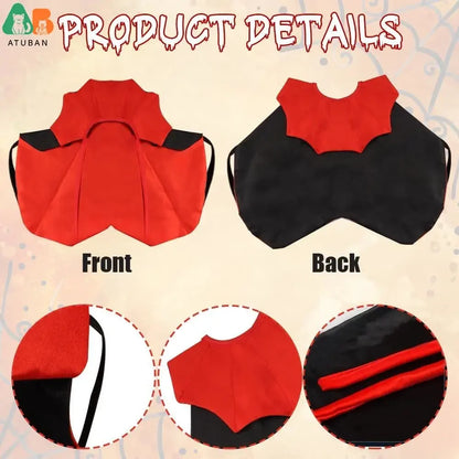 Halloween Cat Vampire Cloak Costume. Adjustable Pet Cape.
