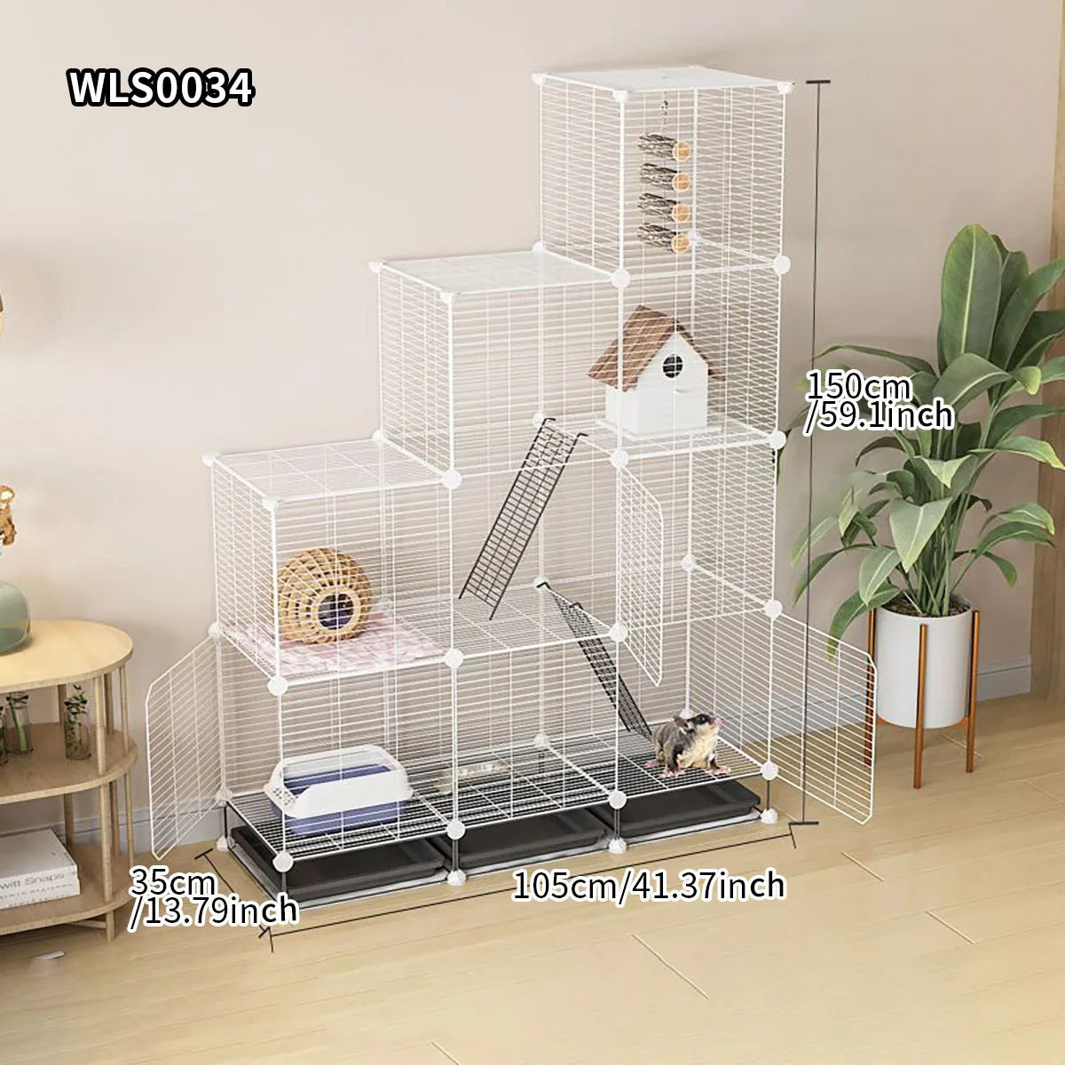 Small Animal Cage for Home Use That Does Not Occupy an Area with Toilet, Large Rabbit Cage, Sugar Glider, Breeding Squirrel Cage with Tray