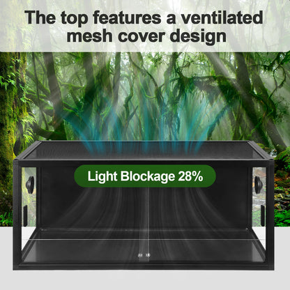 Reptile Terrarium Lounge Habitat with Ventilation, Tempered Glass. Reptile Tank Large Capacity for Snake/Bearded Dragon/Lizard Ect