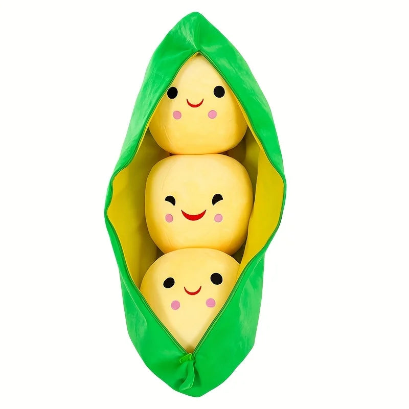 1 cute pea pod plush dog toy with smiling face - soft, interactive pet play and slow feeder