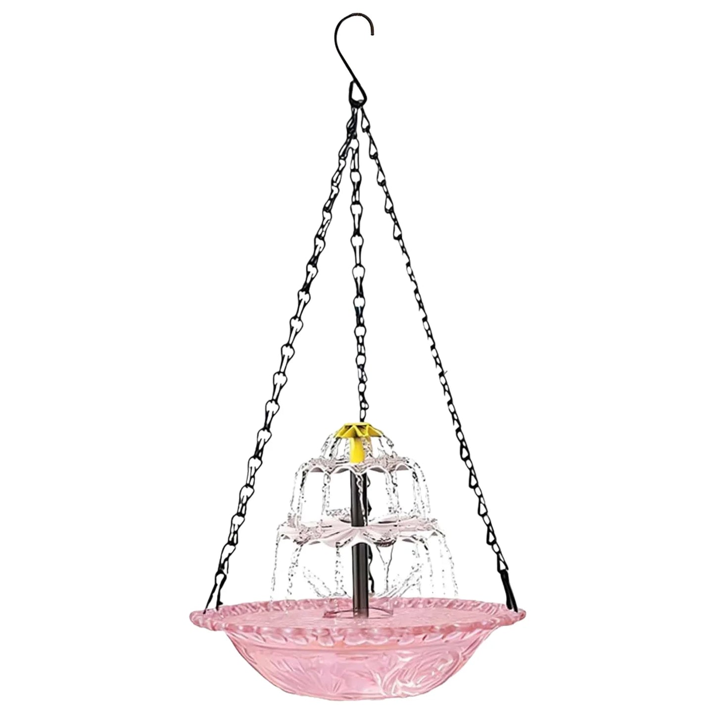 Bird Feeder. Hanging Bird Bath with Fountain. Outdoor Bird Drinking Tray with Hook for Garden Backyard. Wildlife Feeder