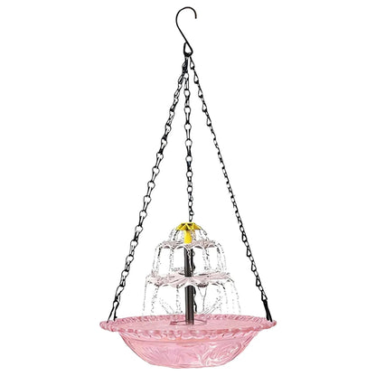 Bird Feeder. Hanging Bird Bath with Fountain. Outdoor Bird Drinking Tray with Hook for Garden Backyard. Wildlife Feeder