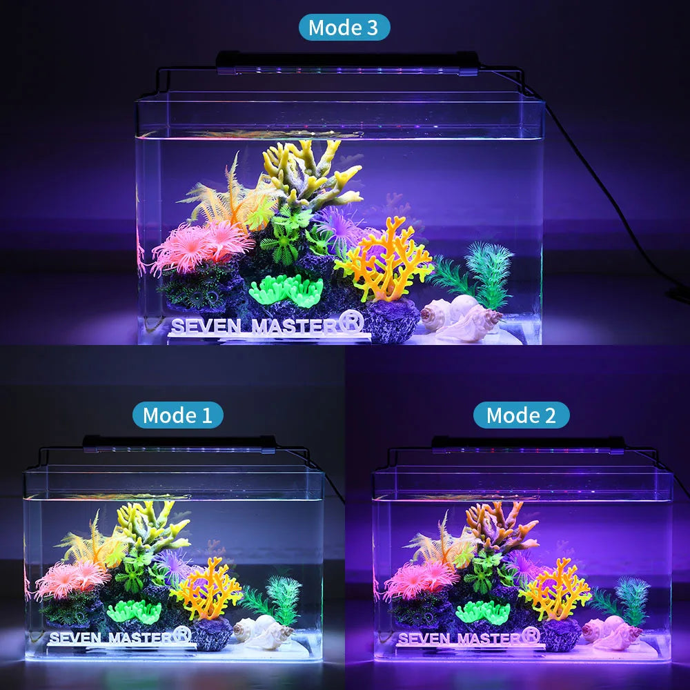 Aquarium LED Light. Super Slim Fish Tank Aquatic Plant Grow Lighting. Waterproof, Bright Clip Lamp RGB LED 31-120cm for Fish Tank