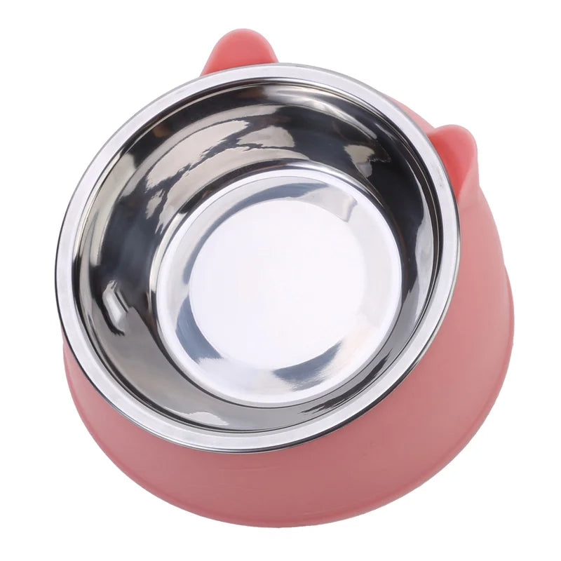 1/2/5pcs Cat Bowl. Creative Inclined Kitten Puppy Food Feeding Bowls. Stainless Steel Pet Dogs/Cats Feeders