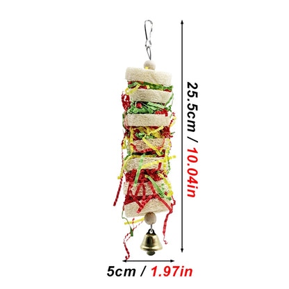 Funny Bird Toys. Parrot Toys Swing. Parrot Cage, Natural loofah. Hanging with Bell. Cockatiel, Parakeet Pet Bird Bites, Climb Chew Toys