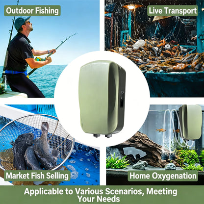 Aquarium Oxygen Air Pump Compressor Charging Silent USB with Battery Portable Oxygenator 2000mA Outdoor