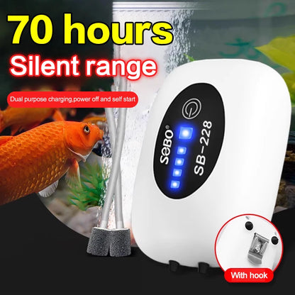 SOBO Aquarium  Oxygen Air Pump Compressor, Charging Silent USB with Battery Portable Fishing Oxygenator 6000mA