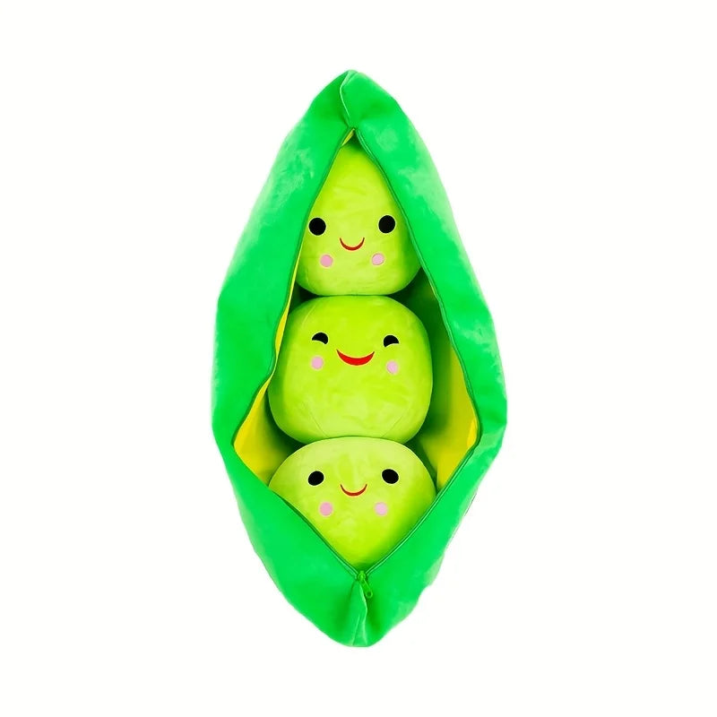 1 cute pea pod plush dog toy with smiling face - soft, interactive pet play and slow feeder