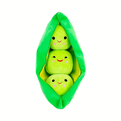 1 cute pea pod plush dog toy with smiling face - soft, interactive pet play and slow feeder