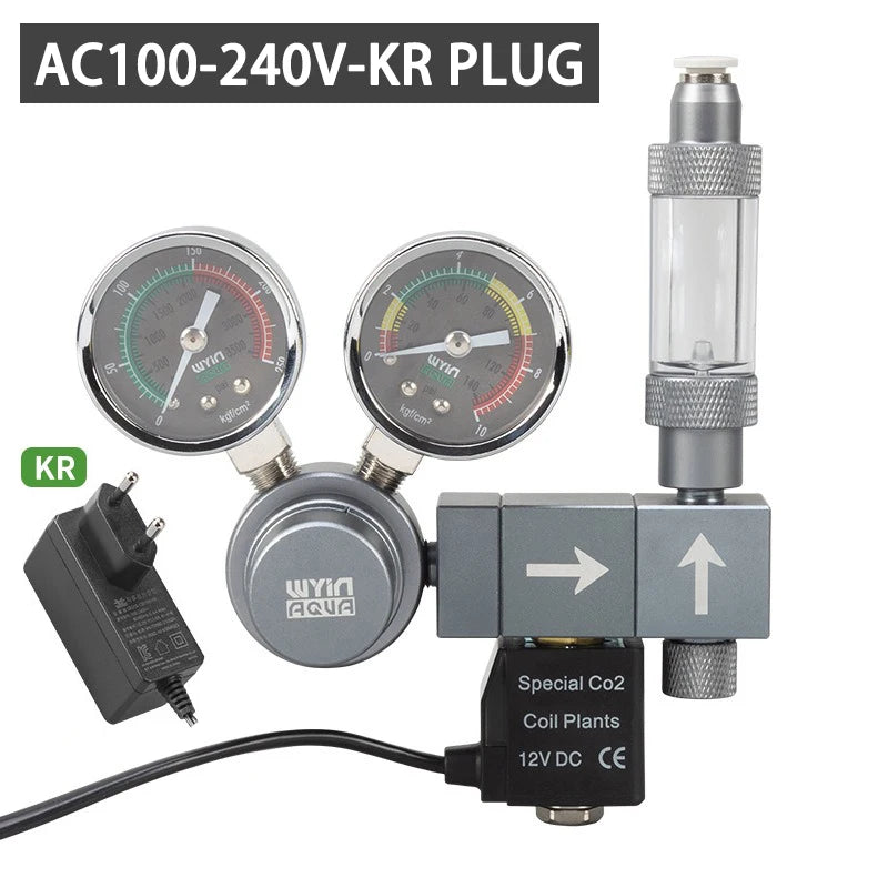 Aquarium CO2 regulator Dual meter solenoid valve Quick plug foam recorder  control system Fish tank CO2 pressure reducing valve