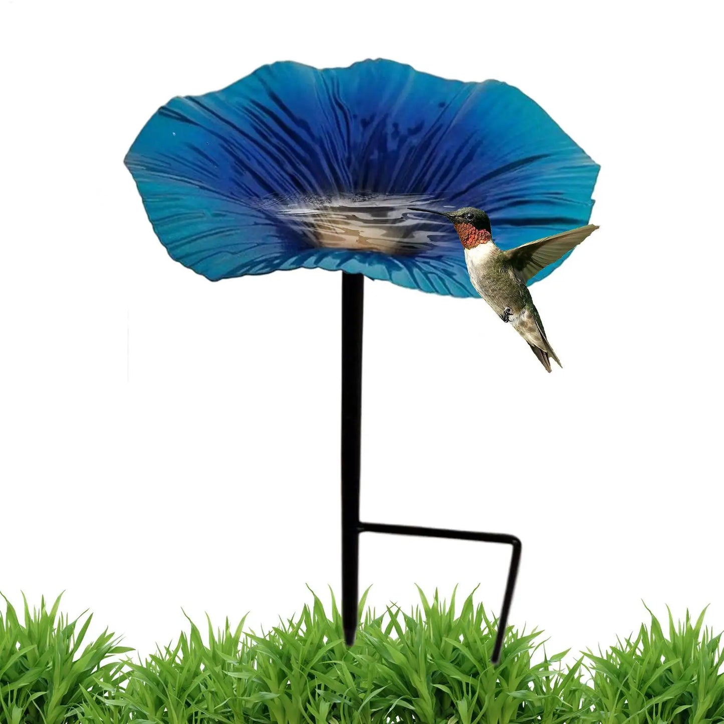 Bird Bath for Outside Garden. Bird Bath Feeder with Metal Stake. Flower Shape Decorative Feeding/Watering Station