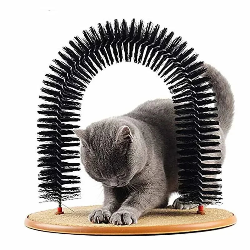 Cat Toy Arch. Self Groome, Pamper Feline with A Massage. Grooming /Rubbing Brush with Scratching Pad . Toy for Cats. Interactive Toys