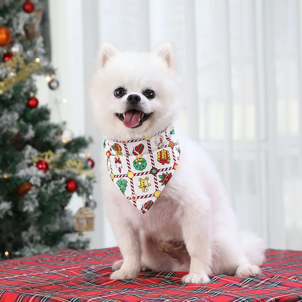 Christmas Dog Bandanas. Christmas Tree and Santa Claus Dog Scarf for Boys and Girls Holiday Bandana for Cats & Dogs