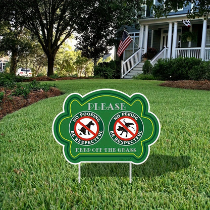 2 Pack No Peeing and No Pooping Dog Sign. Please Be Respectful. Keep Off The Grass Yard Signs. UV Protected & Waterproof, Outdoor