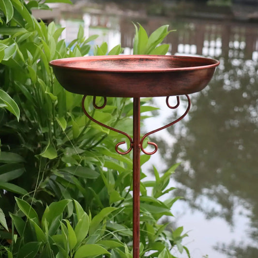 Bird Bath. Vintage Style. Lightweight Water Bowl/Bird wi Feeder with Stake for Lawn, Patio, Courtyard. Outdoor Decor