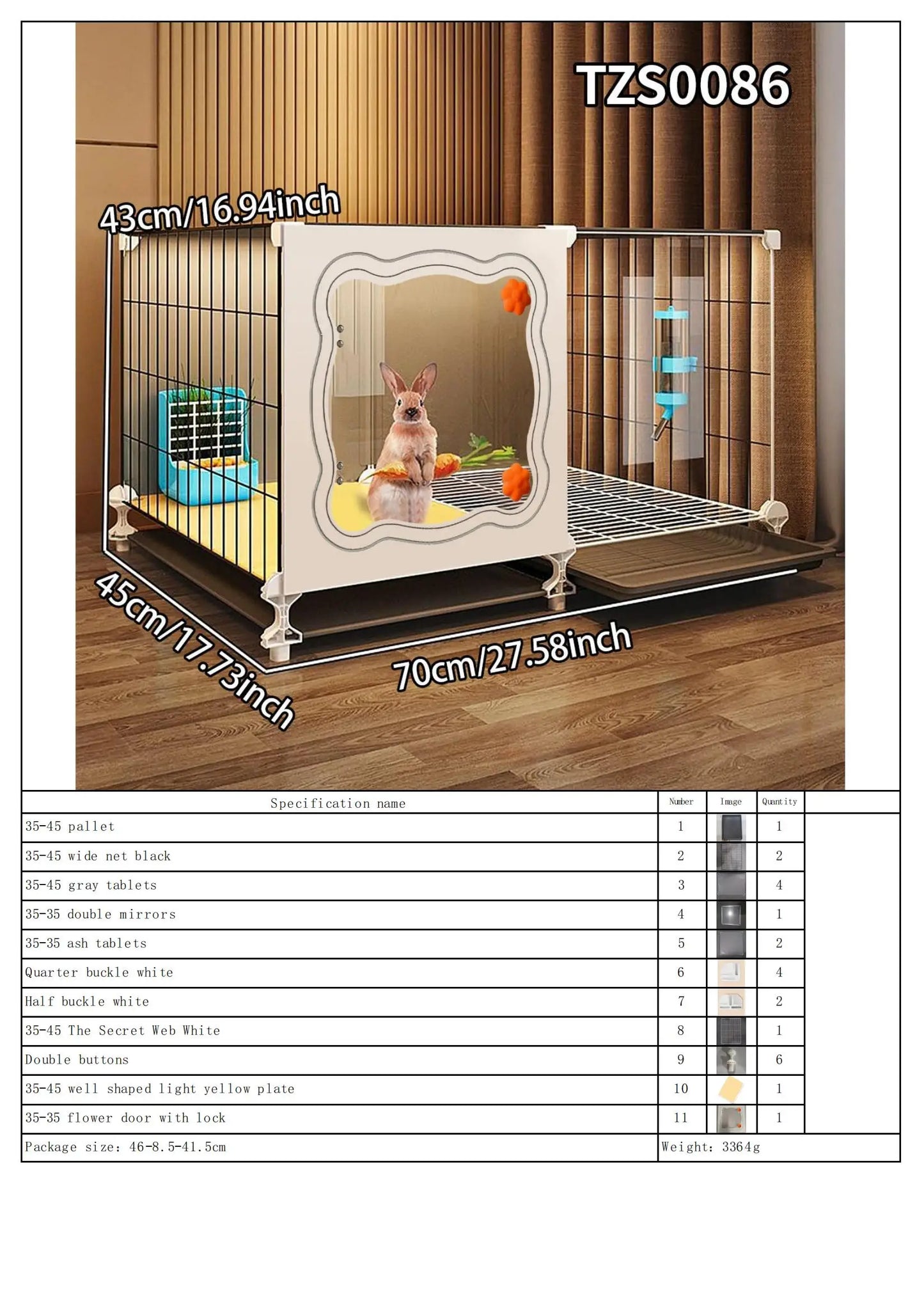 Rabbit Cage. Indoor Home Use with Toilet. Rabbit Villa, Small Dog, Kitten &  Guinea Pig Cage.