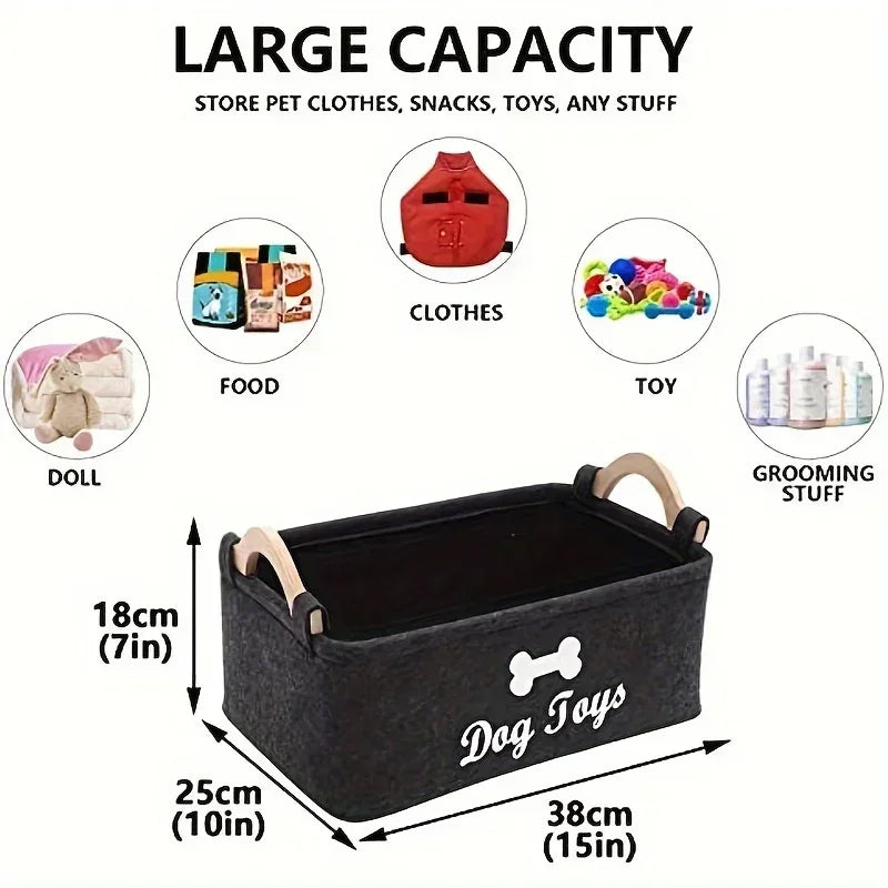 Felt pet toy box, storage basket box - perfect for organizing pets