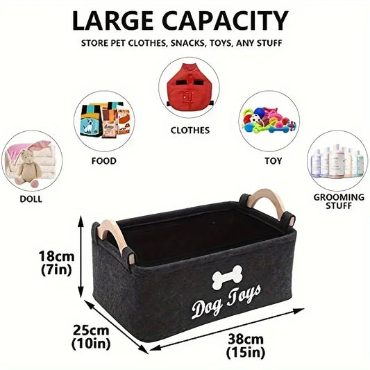 Felt pet toy box, storage basket box - perfect for organizing pets