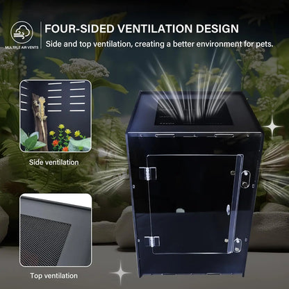 12x12x18 Acrylic Reptile Tank for Geckos, Snakes, Lizards - PVC Terrarium with Light-Blocking Design