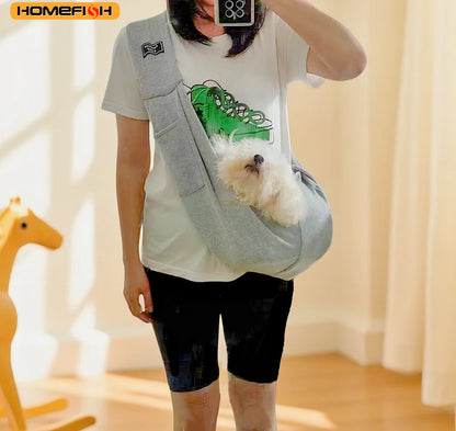 Adjustable Dog Sling Carrier with Pocket. Breathable Small Animals Carrier. Crossbody Shoulder Pet Bag. Outdoor Travel Portable Bag
