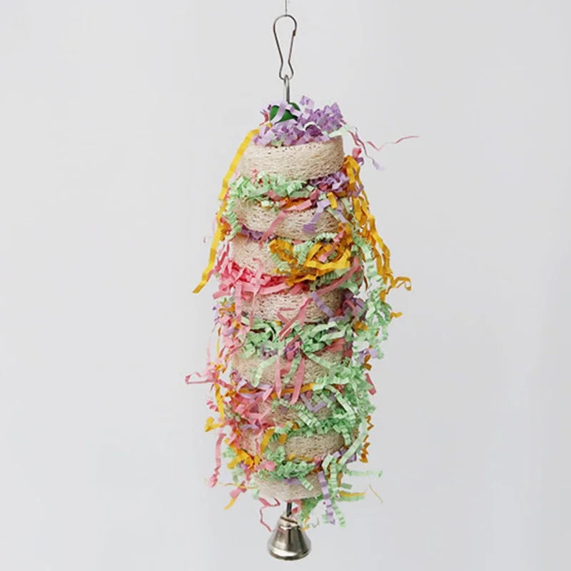 Parrot Toys Swing. Natural loofah. Hanging with Bell. Cockatiel and Parakeet Pet Bird Bites, Climb Chew Toys