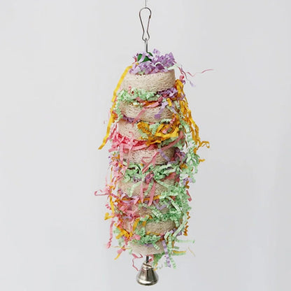 Parrot Toys Swing. Natural loofah. Hanging with Bell. Cockatiel and Parakeet Pet Bird Bites, Climb Chew Toys