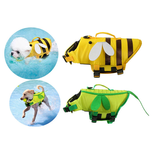 Dog Life Jacket for Swimming, Boating. Pet Safety Floatation Vest/Life Preserver with Rescue Handle For Cats and Small or Medium Dogs