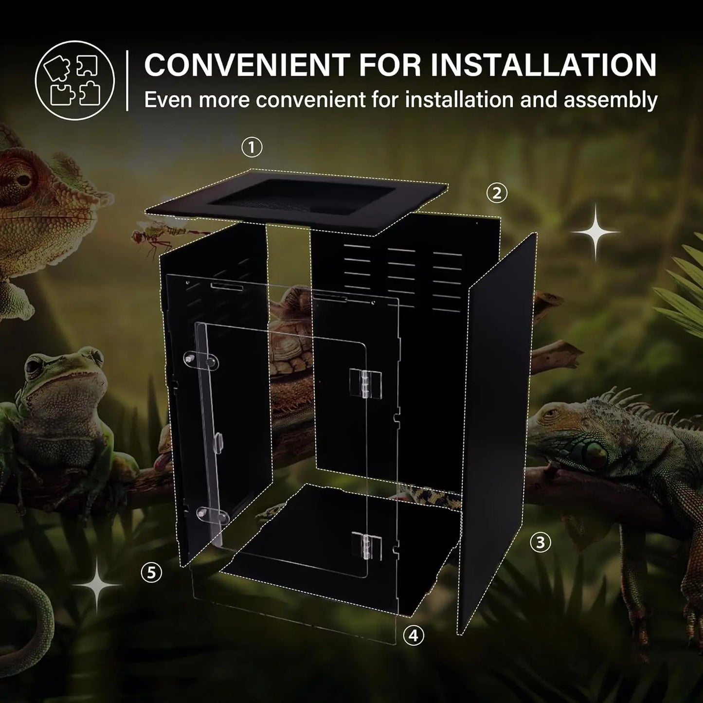 12x12x18 Acrylic Reptile Tank for Geckos, Snakes, Lizards - PVC Terrarium with Light-Blocking Design