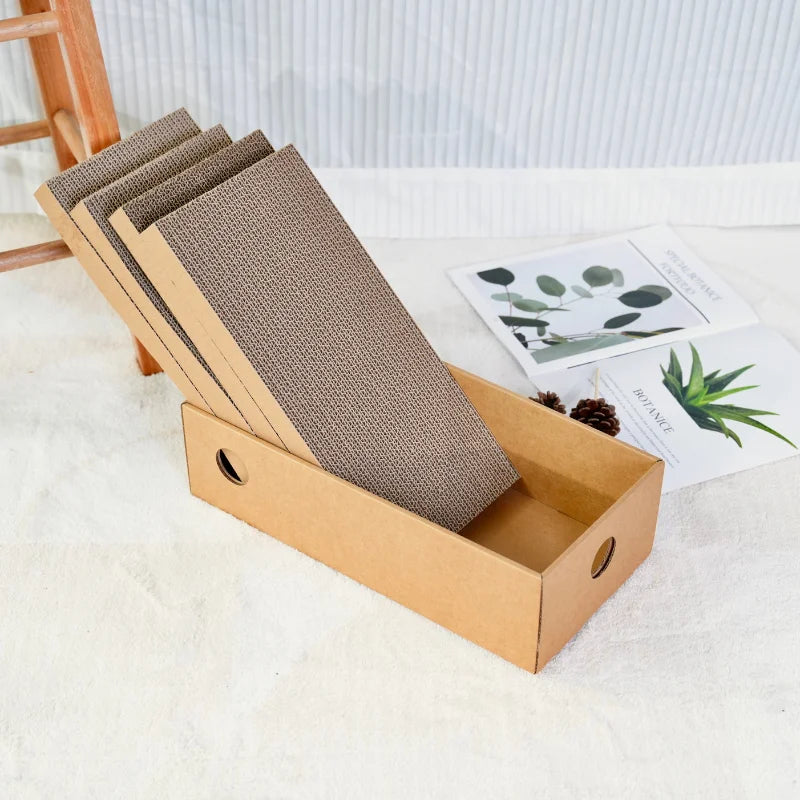 4 Pack 1 Cat Scratching Post Cardboard Box for Indoor Cats, Cat Scratching Mat for Cats & Kittens