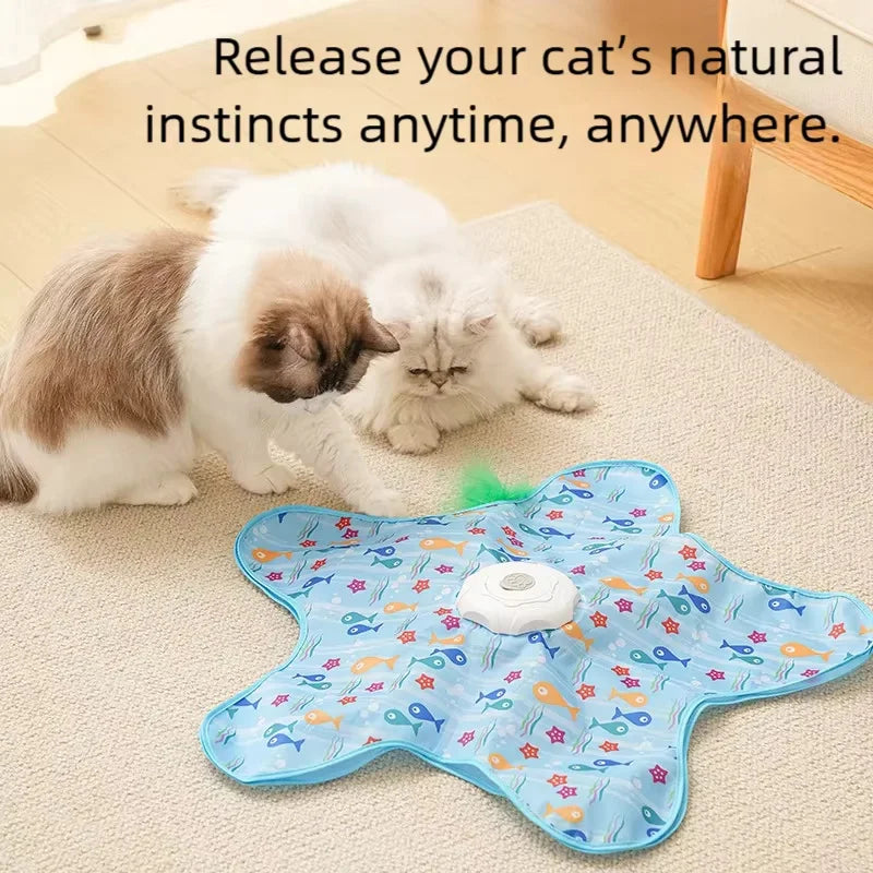 Cat Hunting Carpet, Teasing Stick, Five Pointed Star Toy.  Automatic Rotating Wheel, Self  Entertainment Hiding Hood, Interactive Cat Toy