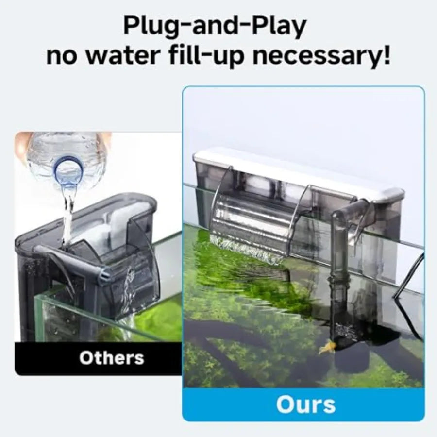 Quiet 30-50 Gallon Fish Tank Filters - Auto Start Hang on Back Filter. Adjustable Flow, Deodorization Decontamination Fi
