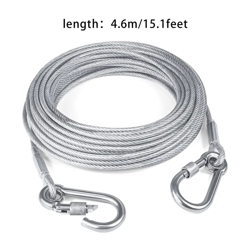 Double-headed Dog Tie. Outside Cable Leash , traction rope with metal buckle, steel wire anti-rust training collar,Outdoor Dogs Strap