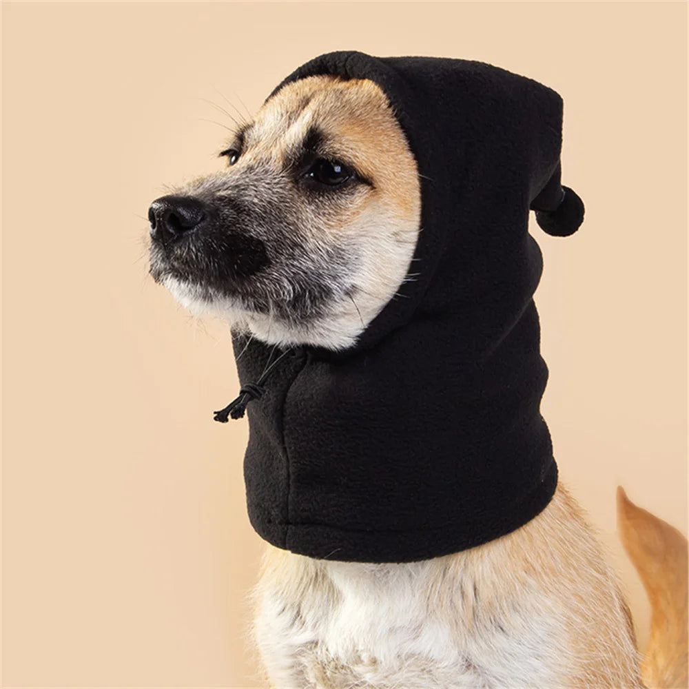 Fleece High Neck Dog Hat. Winter Pet Accessories for Dogs & Cats. Windproof Warm Leopard Puppy Headgear