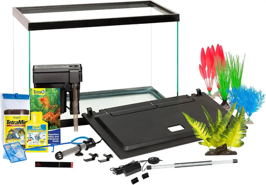 20 Gallon Complete Tropical Fish Tank Kit with LED Lighting, Filter, Heater & Decor