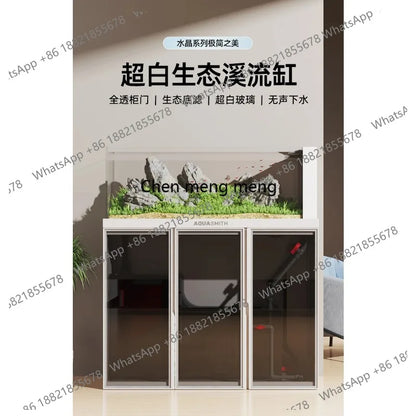 M07 new native stream bottom filter fish tank, landscaping, full set of aquatic plants, ultra-white glass ecological aquarium