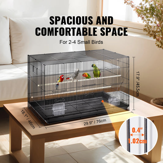 30 inch Pet Bird Cage. Metal, Large Parakeet Cages with Rolling Stand Tray for Cockatiels, Parrot, Budgies, Lovebird & Canaries