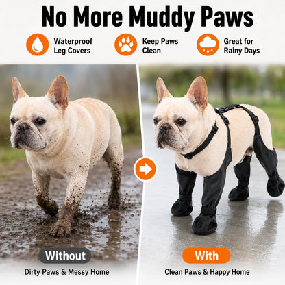 Dog Full-Leg Waterproof Protectors. Mud & Stain Resistant. Non-Slip Dog Shoes Perfect for Medium & Small Pet Breeds in Rainy Days