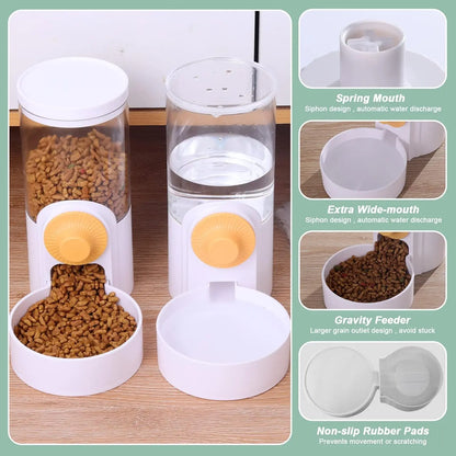 new Hanging Automatic Pet Food Feeder/Water Dispenser, Gravity Cat Auto Feeder Waterer Set With Container Bowl For Cage