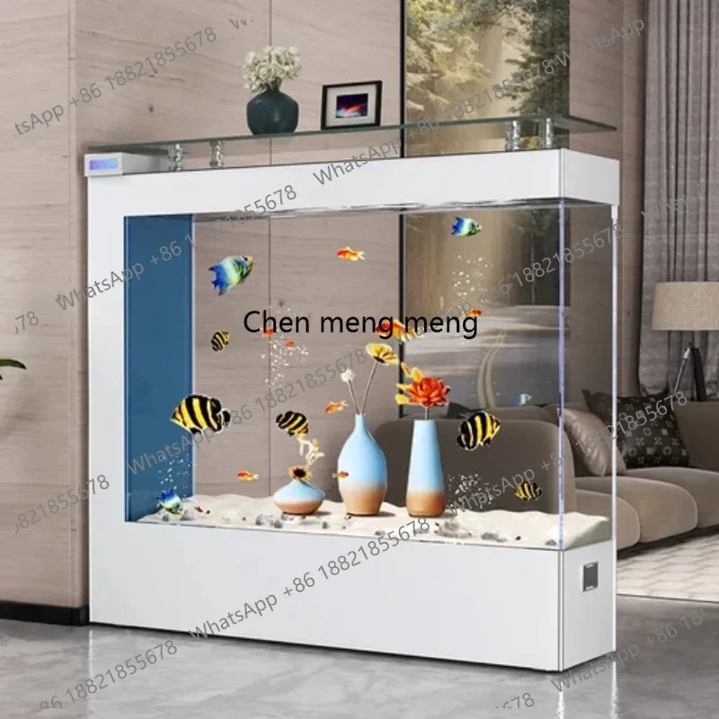 CC 45 Super White Glass Light. Luxury Fish Tank. Living Room. Large Rectangular