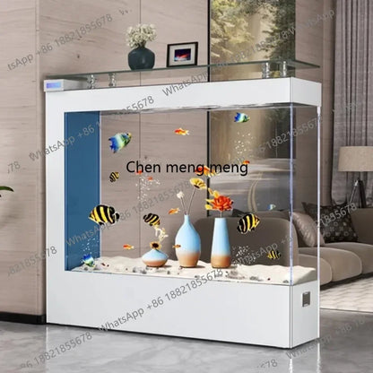 CC 45 Super White Glass Light. Luxury Fish Tank. Living Room. Large Rectangular